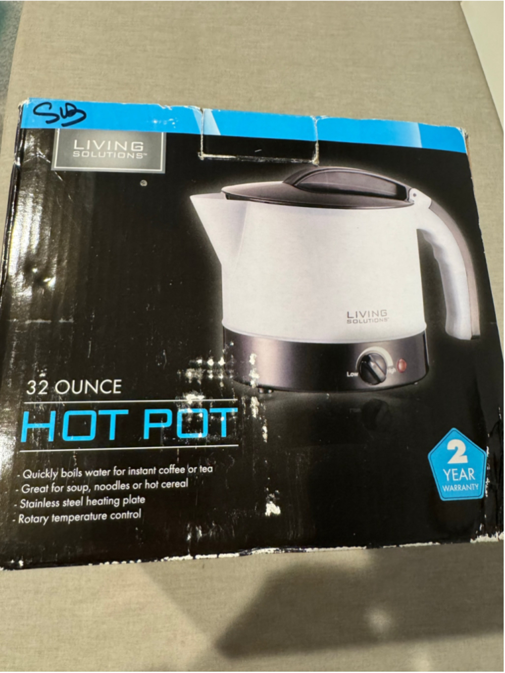 Living Solutions 32 Ounce Hot Pot Electric Kettle White and Black